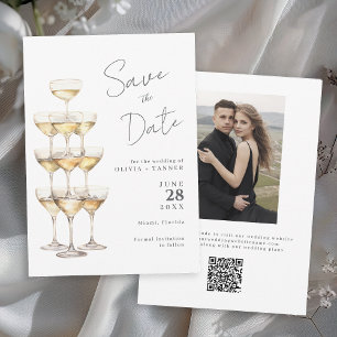 Champagne Tower Einfaches Elegantes Foto Save the  Date