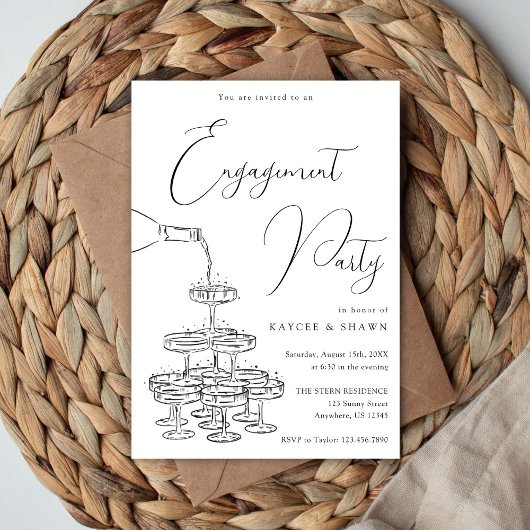 Champagne Tower Engagement Party Einladung