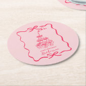 Champagne Tower Pink Hand Drawn Doodles Birthday Runder Pappuntersetzer (Angewinkelt)