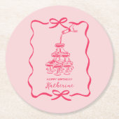 Champagne Tower Pink Hand Drawn Doodles Birthday  Runder Pappuntersetzer (Vorderseite)