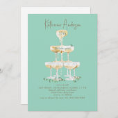 Champagne Tower Turquoise 30th Birthday Party Einladung (Vorne/Hinten)