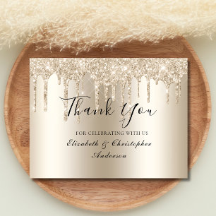 Champagne-Tröpfchen-Glitter-Hochzeit-Dankeskarten Dankeskarte