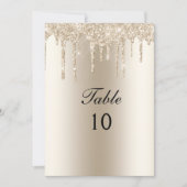 Champagne-Tröpfchen-Glitter-Hochzeit-Tischnummer Einladung (Vorderseite)