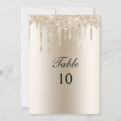 Champagne-Tröpfchen-Glitter-Hochzeit-Tischnummer Einladung (Rückseite)