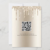 Champagne-Tröpfchen-Glitter-QR-Code-Hochzeit Save The Date (Rückseite)