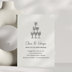 Champagne-Turm-Doodle mit individuellem Namen zur  Einladung