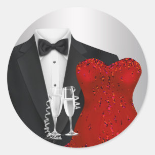Champagne Tuxedo Rotes Kleid Party Stickers