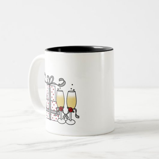 Champagne und Geschenk-Tasse Zweifarbige Tasse (Vorderseite Links)