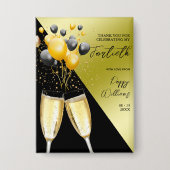 Champagne und Luftballons 40. Geburtstagsabzeichen Button (Vorderseite)