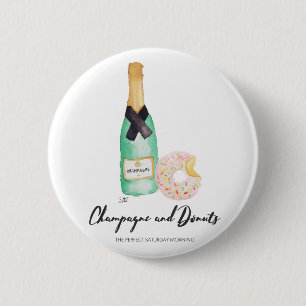 Champagne und Schaumgummiring-Aquarell-Knopf Button