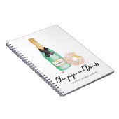 Champagne und Schaumgummiring-Aquarell-Notizbuch Notizblock (Rechte Seite)