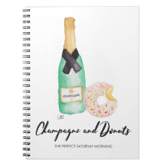Champagne und Schaumgummiring-Aquarell-Notizbuch Notizblock