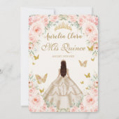 Champagne Vintag Gold Blütenblume Quinceañera Einladung (Rückseite)