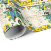 Champagne, Vintage Karte Frankreichs Geschenkpapier (Rolleneckpunkt)