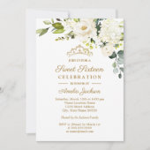 Champagne Watercolor Floral Sweet 16 Party Einladung (Vorderseite)