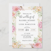 Champagne Watercolor Floral Wedding Style Einladung (Vorderseite)