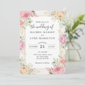 Champagne Watercolor Floral Wedding Style Einladung (Stehend Vorderseite)