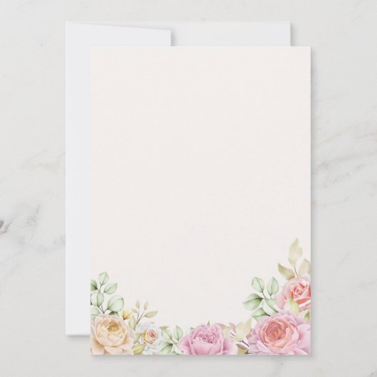 Champagne Watercolor Floral Wedding Style Einladung (Rückseite)