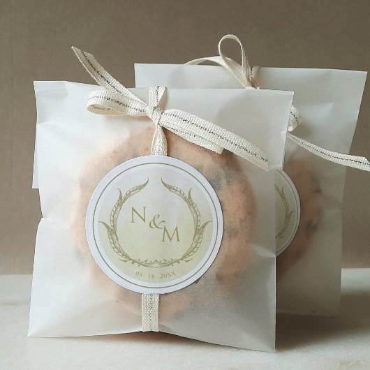 Champagne Watercolor Monogram Umschlag Aufkleber /