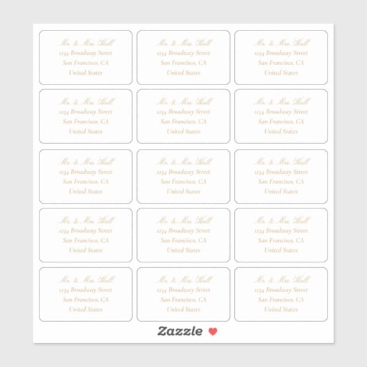 Champagne Wedding RSVP Rücksendeadressen-Aufkleber Aufkleber (Blatt)