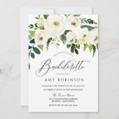 Champagne Weiße Blume Eleganter Junggeselinnen-Abs Einladung (Vorderseite)