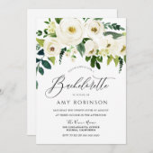 Champagne Weiße Blume Eleganter Junggeselinnen-Abs Einladung (Vorne/Hinten)
