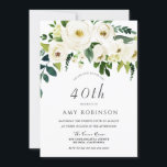 Champagne White Floral Elegant 40. Geburtstag Part Einladung<br><div class="desc">Champagne White Floral Elegant 40. Geburtstag Party Einladung Siehe Matching Kollektion in Niche und Nest Store</div>