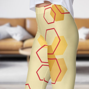 Champagne White Honeycomb Muster Leggings