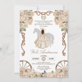 Champagne White Rose Cream Charro Quinceanera Einladung (Vorderseite)