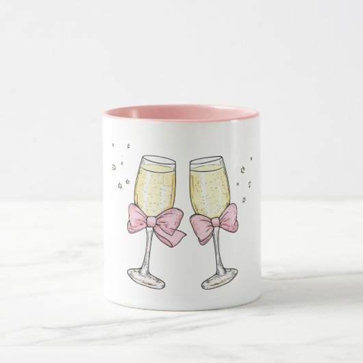 Champagne with Bows Cheers Tasse (Zentrum)