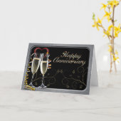 Champagne wünscht Jubiläumsgratis Grußkarte Karte (Gelbe Blume)