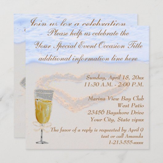 Champagnebrunch-Feier-Party Einladung (Vorne/Hinten)