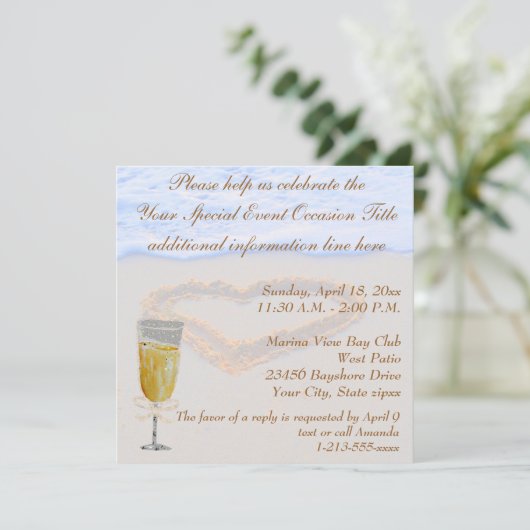 Champagnebrunch-Feier-Party Einladung (Stehend Vorderseite)