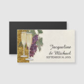 Champagneglastrauben-GoldGlitzer Save the Date Magnetkarte (Vorne/Hinten)