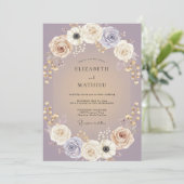 Champagner Amethyst Anemone Hochzeit Einladung (Stehend Vorderseite)