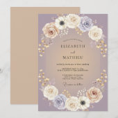 Champagner Amethyst Anemone Hochzeit Einladung (Vorne/Hinten)