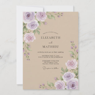 Champagner-Amethyst-Blatt-Hochzeit Einladung