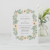 Champagner-Apricot-Blatt-Hochzeit Einladung (Stehend Vorderseite)