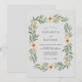 Champagner-Apricot-Blatt-Hochzeit Einladung (Vorne/Hinten)