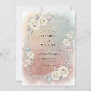 Champagner-Aprikosen-Aquarell-Hochzeit Einladung