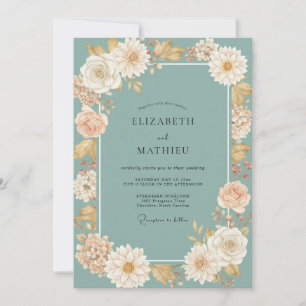 Champagner-Aquablumen-Dahlia-Hochzeit Einladung
