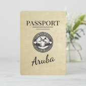 Champagner Aruba Reisepass Save The Date (Stehend Vorderseite)