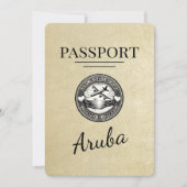 Champagner Aruba Reisepass Save The Date (Vorderseite)