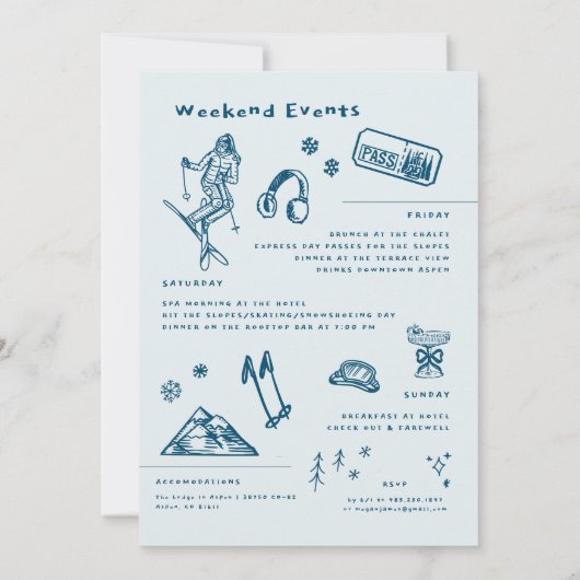 Champagner auf Eis | Après Ski Winter Bachelorette Einladung (Rückseite)