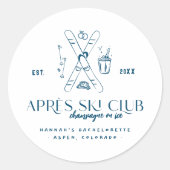 Champagner auf Eis | Après Ski Winter Bachelorette Runder Aufkleber (Vorderseite)