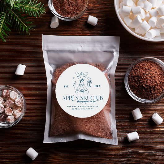 Champagner auf Eis | Après Ski Winter Bachelorette Runder Aufkleber