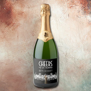 Champagner auf schwarz schaumweinetikett
