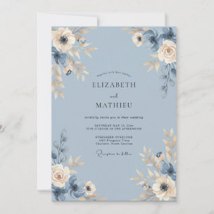 Champagner-Azurbliiten-Hochzeit Einladung