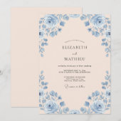 Champagner-Azurbraut-Hochzeit Einladung (Vorne/Hinten)