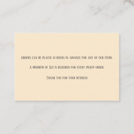 Champagner Bäckerei Bäckerei Konditorei Koch Green Visitenkarte (Rückseite)